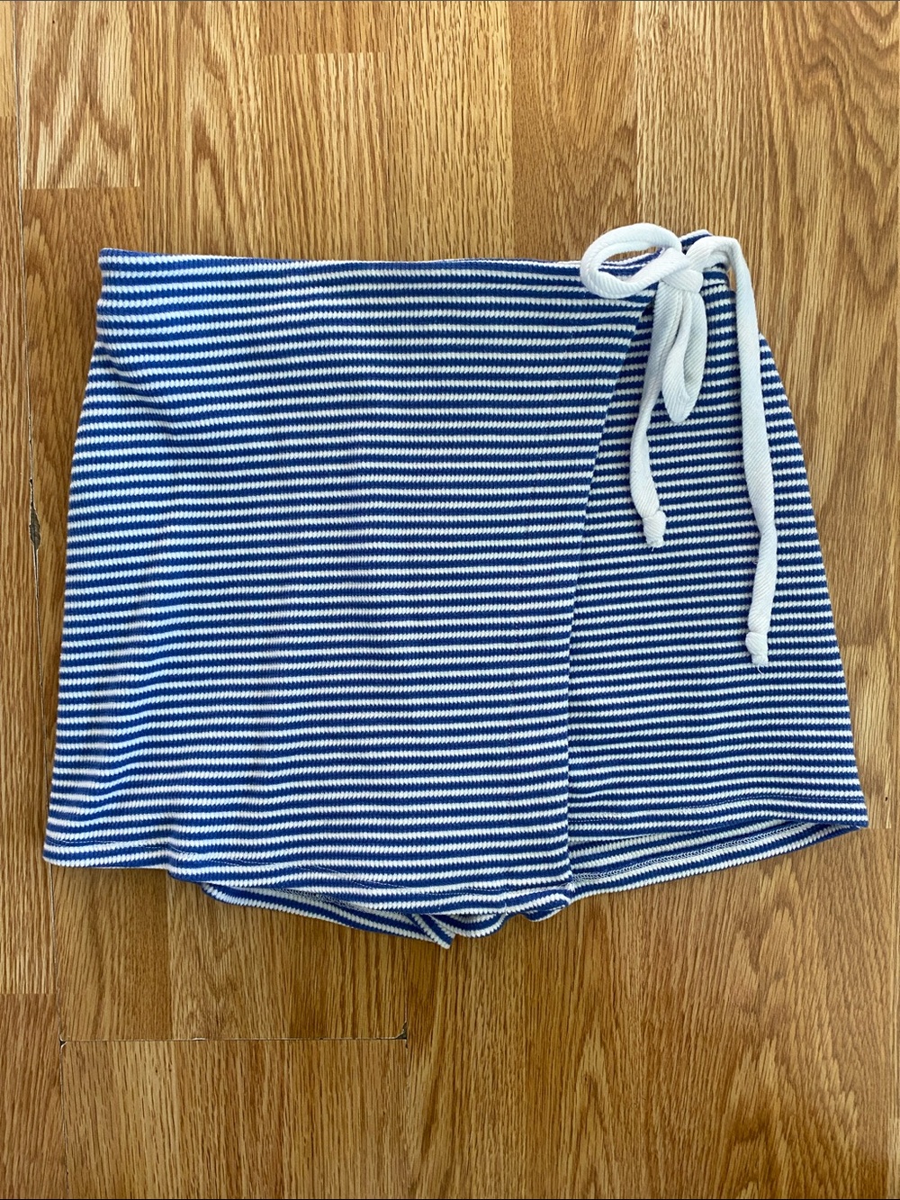 5 for $25! Navy & White Striped Tie-Waist Skort
